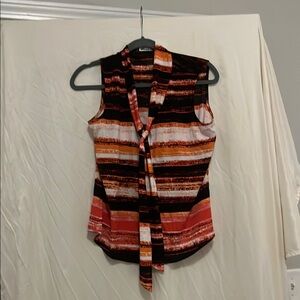 Striped Sleeveless Top - Black, Red, Orange